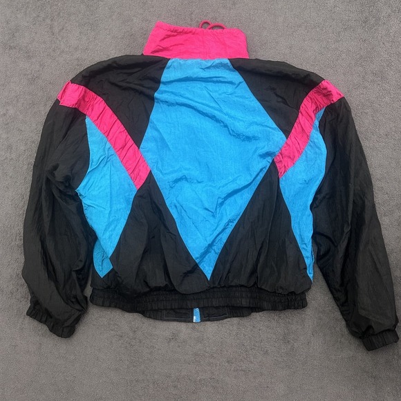 vintage action sports women's track jacket full zip size medium lined black/pink - Picture 10 of 10